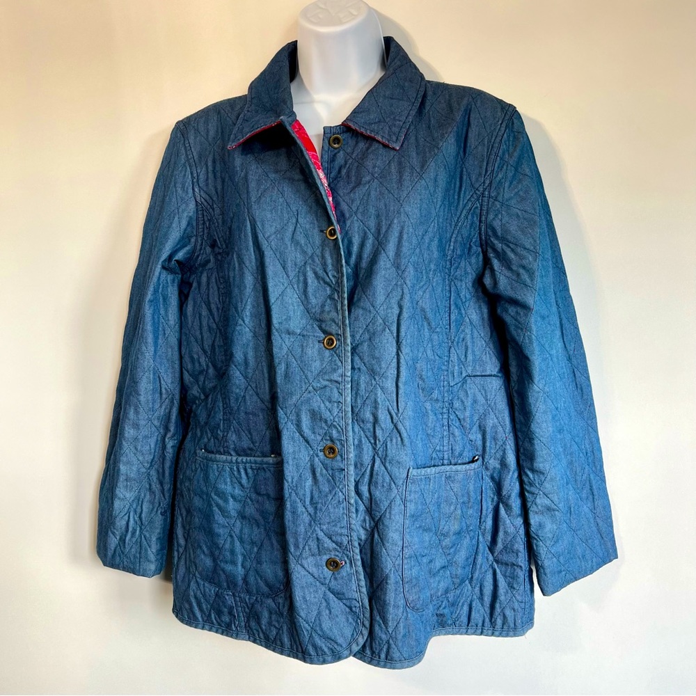 Vintage Denim & Co Quilted Jacket Sz M Red Paisley Inside Great Condition 1980s